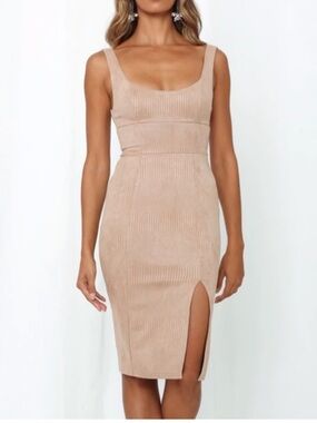 Hello Molly Give me One More Minute Midi Cocktail Dress in Mocha sz M